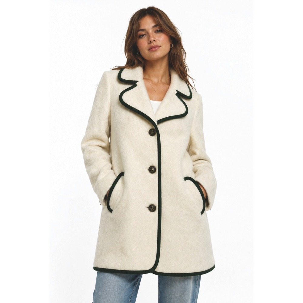 Lodenfrey Austria VTG 60s Mohair Wool Coat Women Size 16 Cream Trachten Alpine